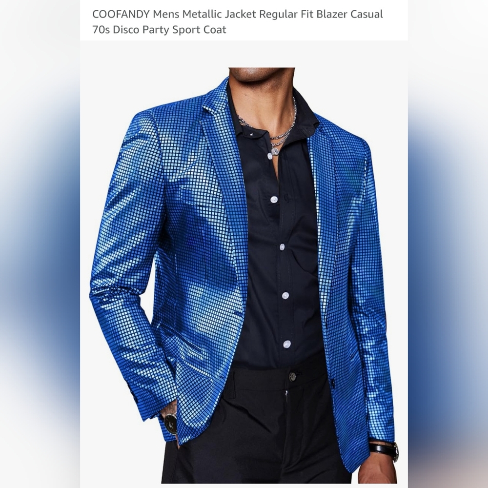 COOFANDY Mens Metallic Jacket Regular Fit Blazer Casual 70s Disco Party Sport Co